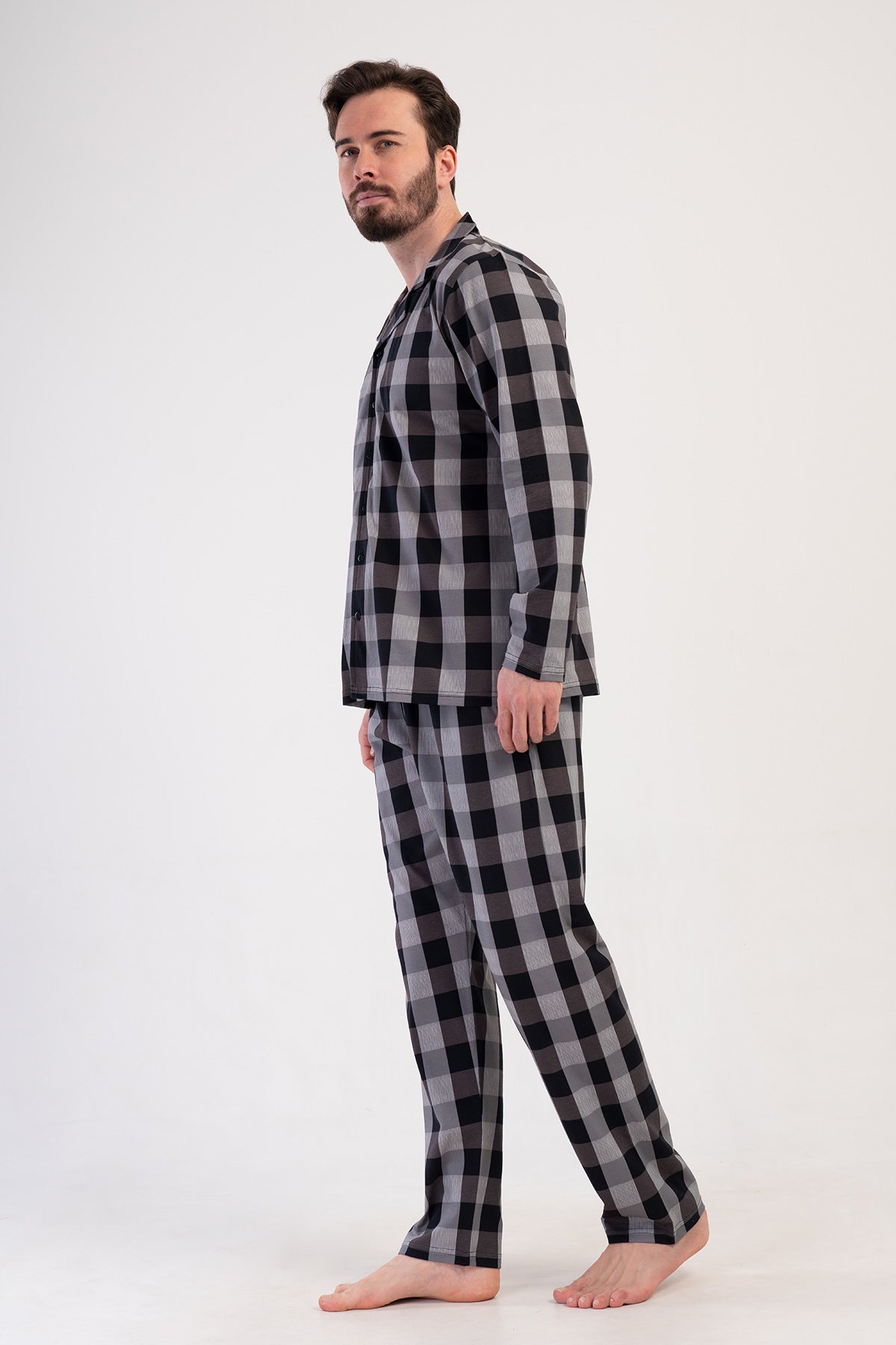 CEPLI ERKEK P.SUPREM GOMLEK YAKA TAMAMI DUGMELI UZUN KOL PIJAMA TAKIM