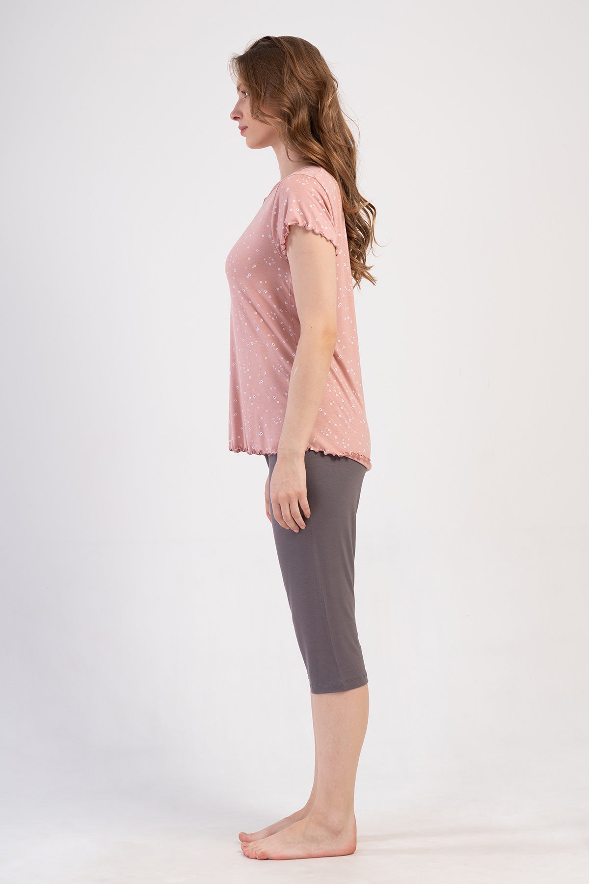 KADIN LYC VISCON XXL KAYIK YAKA FIYONKLU KISA KOL BIBILALI ETEGI OVAL KAPRI TAKIM