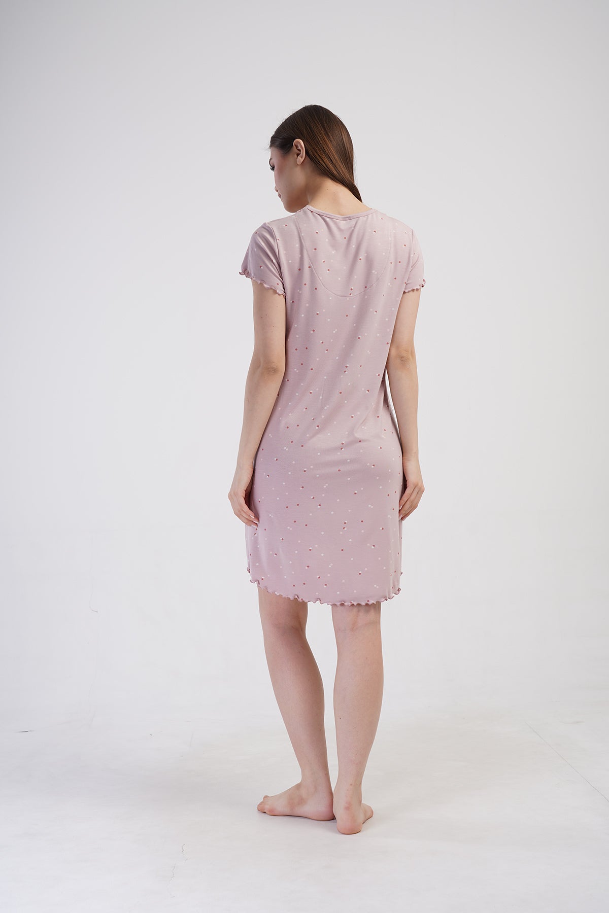 KADIN LYC VISCON V YAKA DANTELLI BIBILALI KISA KOL ETEGI OVAL TUNIK