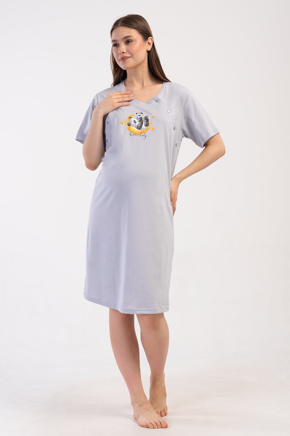 KADIN P.SUPREM CIFT PATLI KISA KOL HAMILE TUNIK