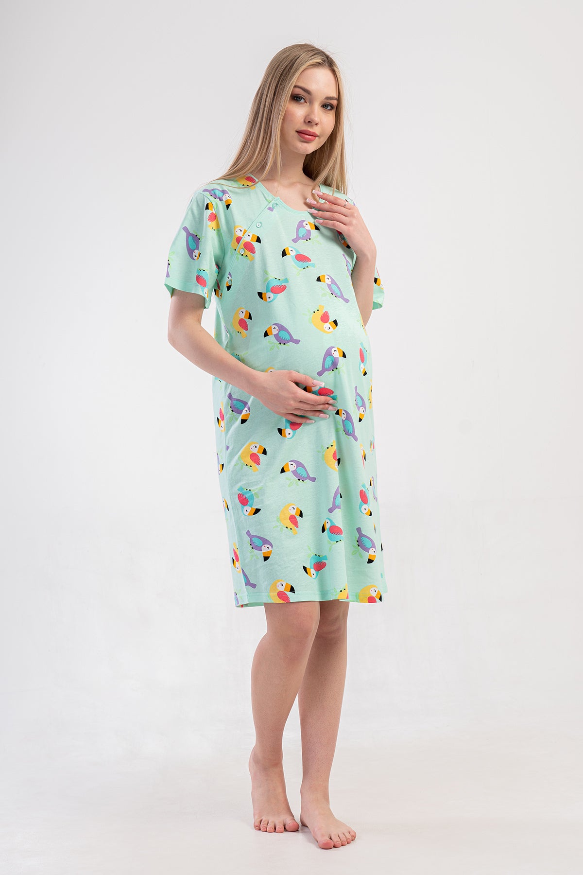 KADIN P.SUPREM CIFT PATLI KISA KOL HAMILE TUNIK+3/4 KOL CEPLI SABAHLIK TAKIM