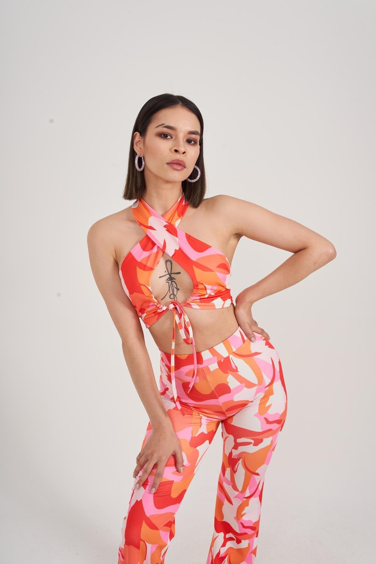 Belden Bağlamalı Puffy Bluz Turuncu Turuncu L