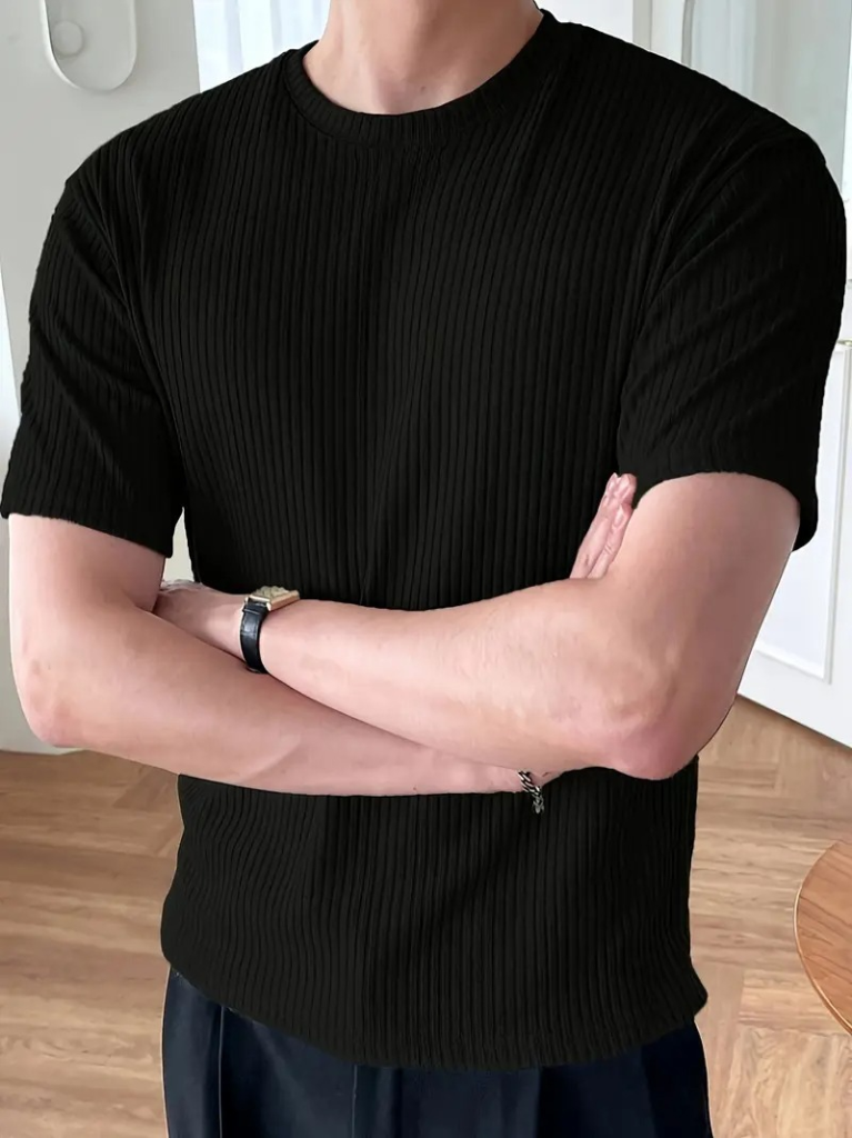 Men's Short Sleeve Crew Neck Knit T-shirt