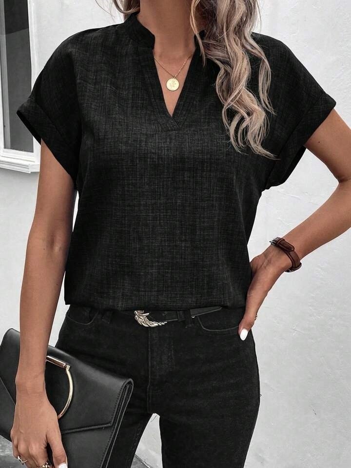 Women's Short Sleeve Mandarin Collar Sofia Blouse