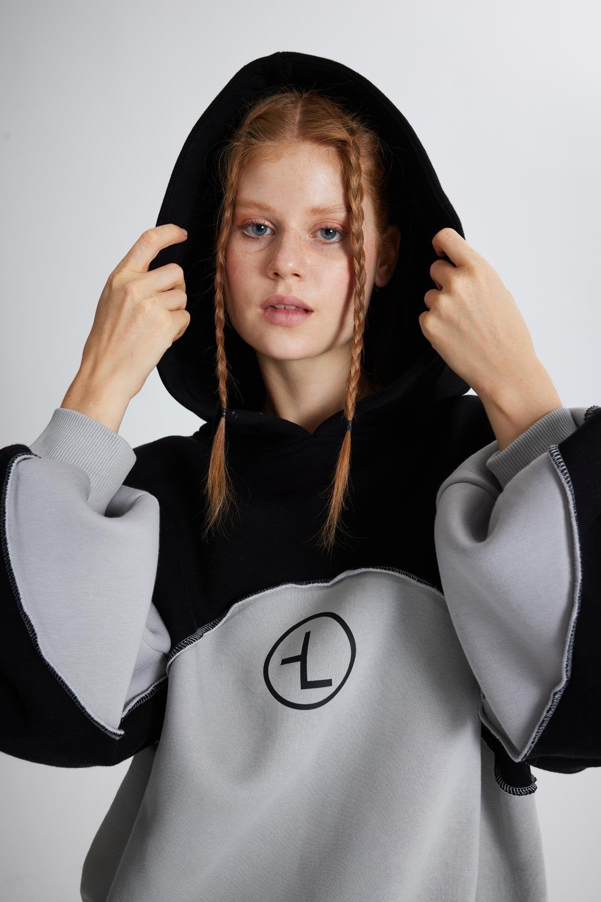 Şardonlu 3 İplik Kumaş Oversize Kapişonlu Revenge Sweatshirt Gri Gri L