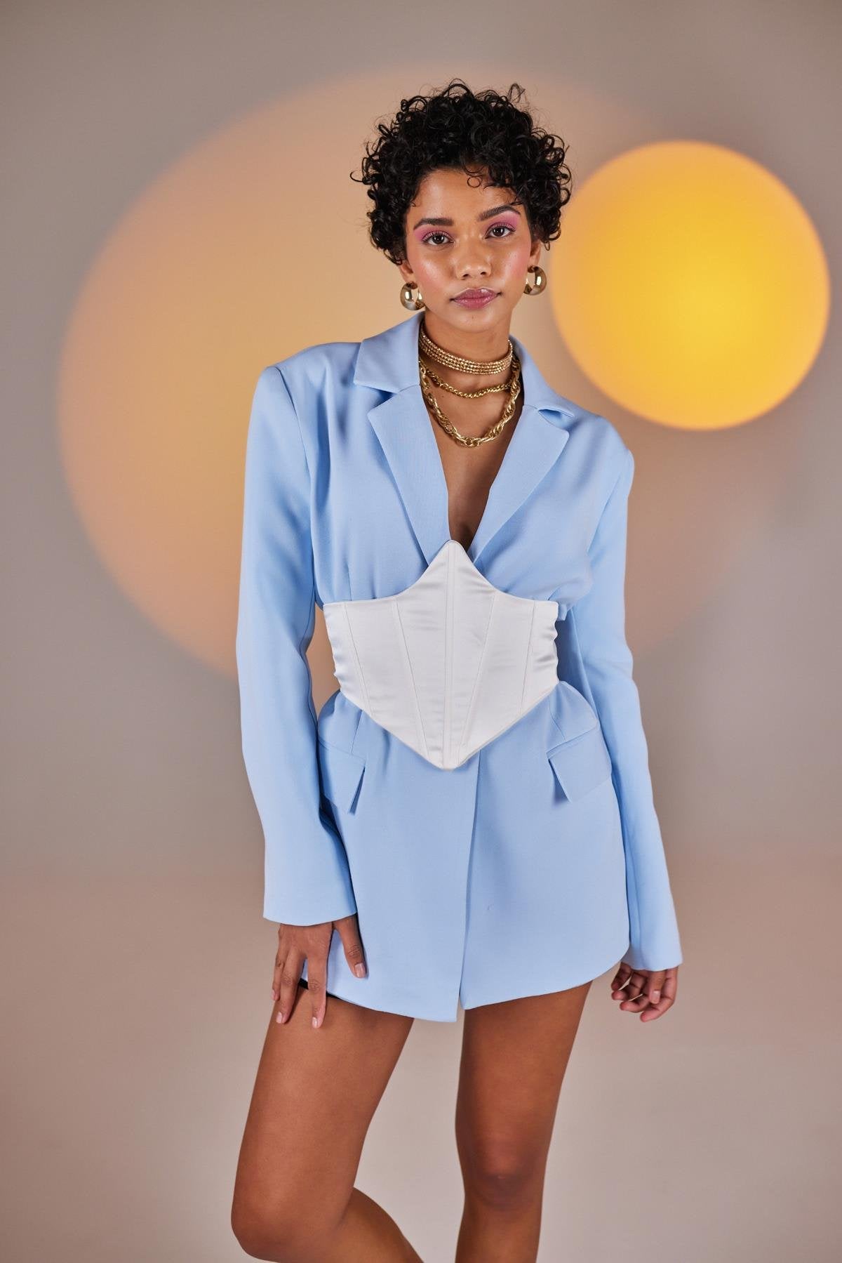 Satin Korse Beyaz Beyaz L