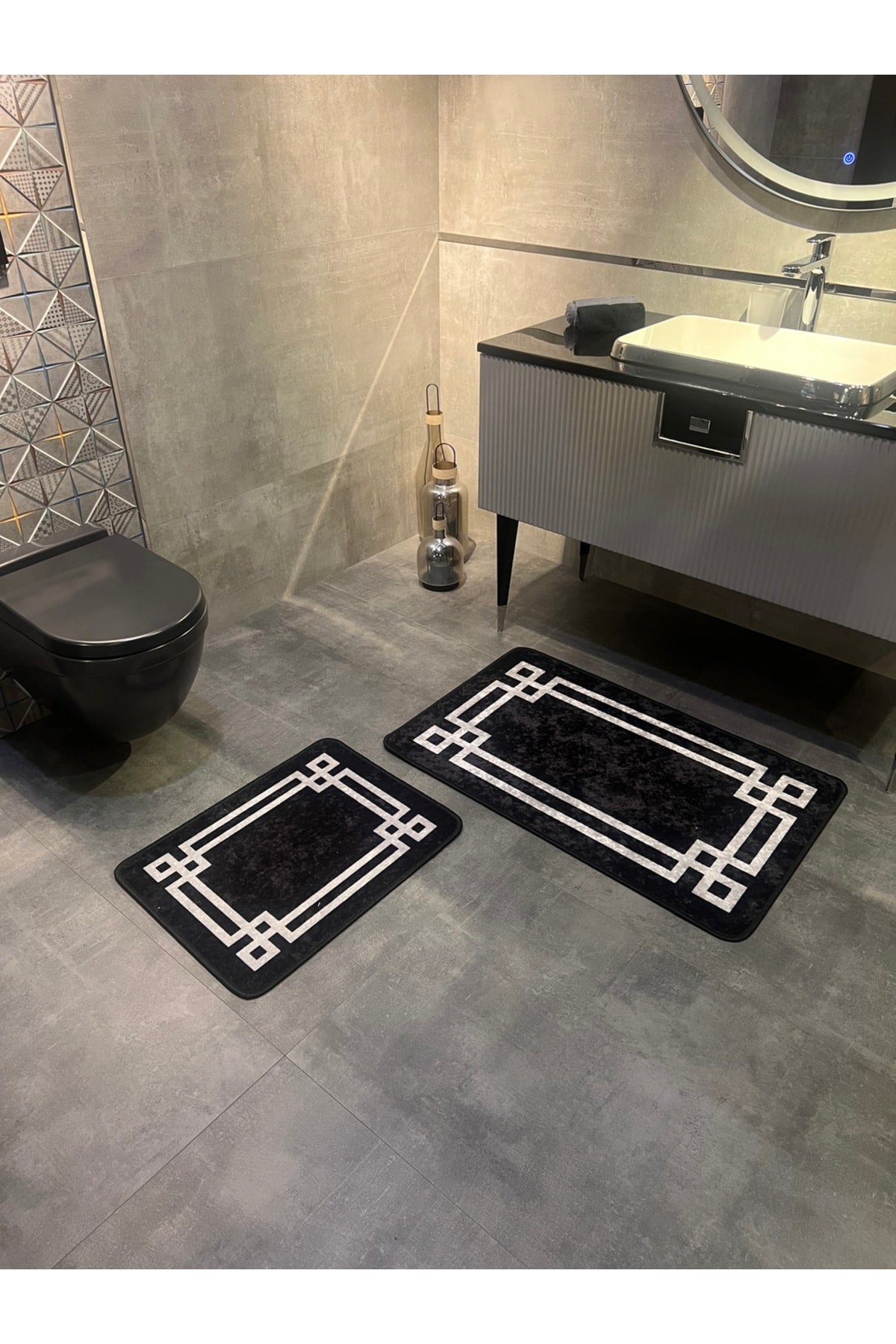 Lateks Taban (60X100 - 60X50) İkili Banyo Paspas Takımı - VİZON KAHVE