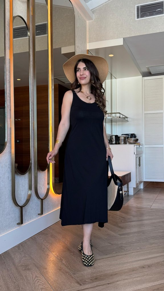 Women’s Strappy Round Neck Viscose Dress