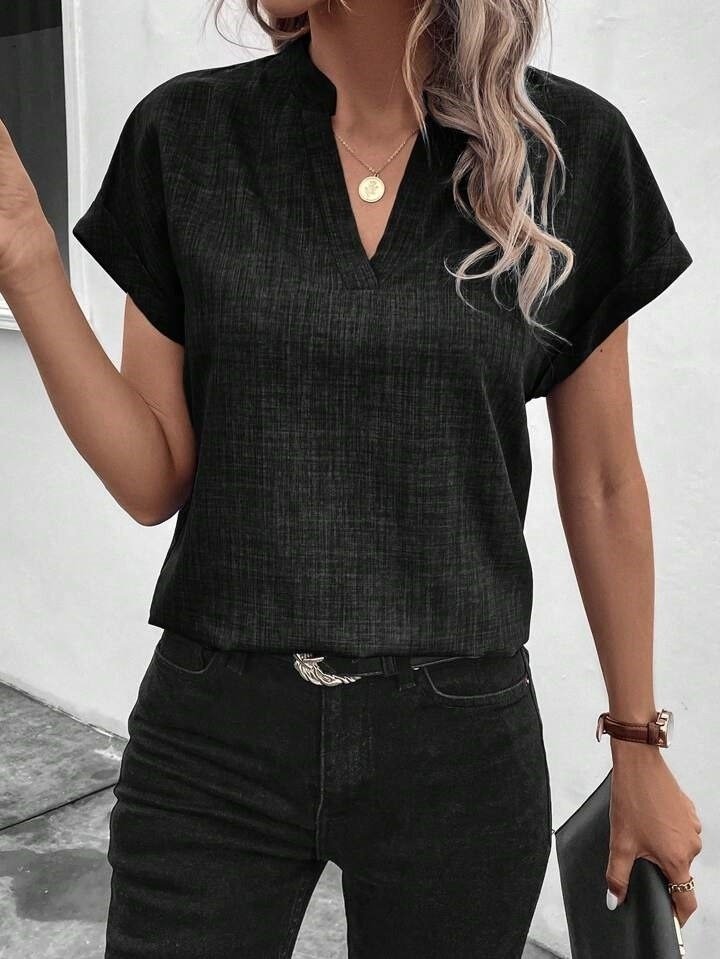 Women's Short Sleeve Mandarin Collar Sofia Blouse