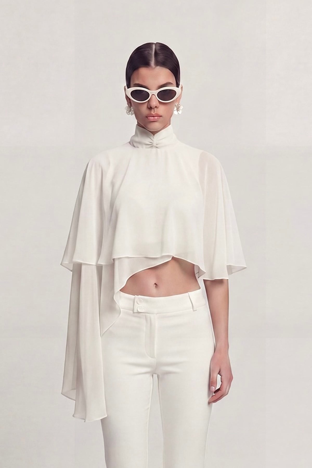 Pelerin Model Bena Bluz Beyaz
