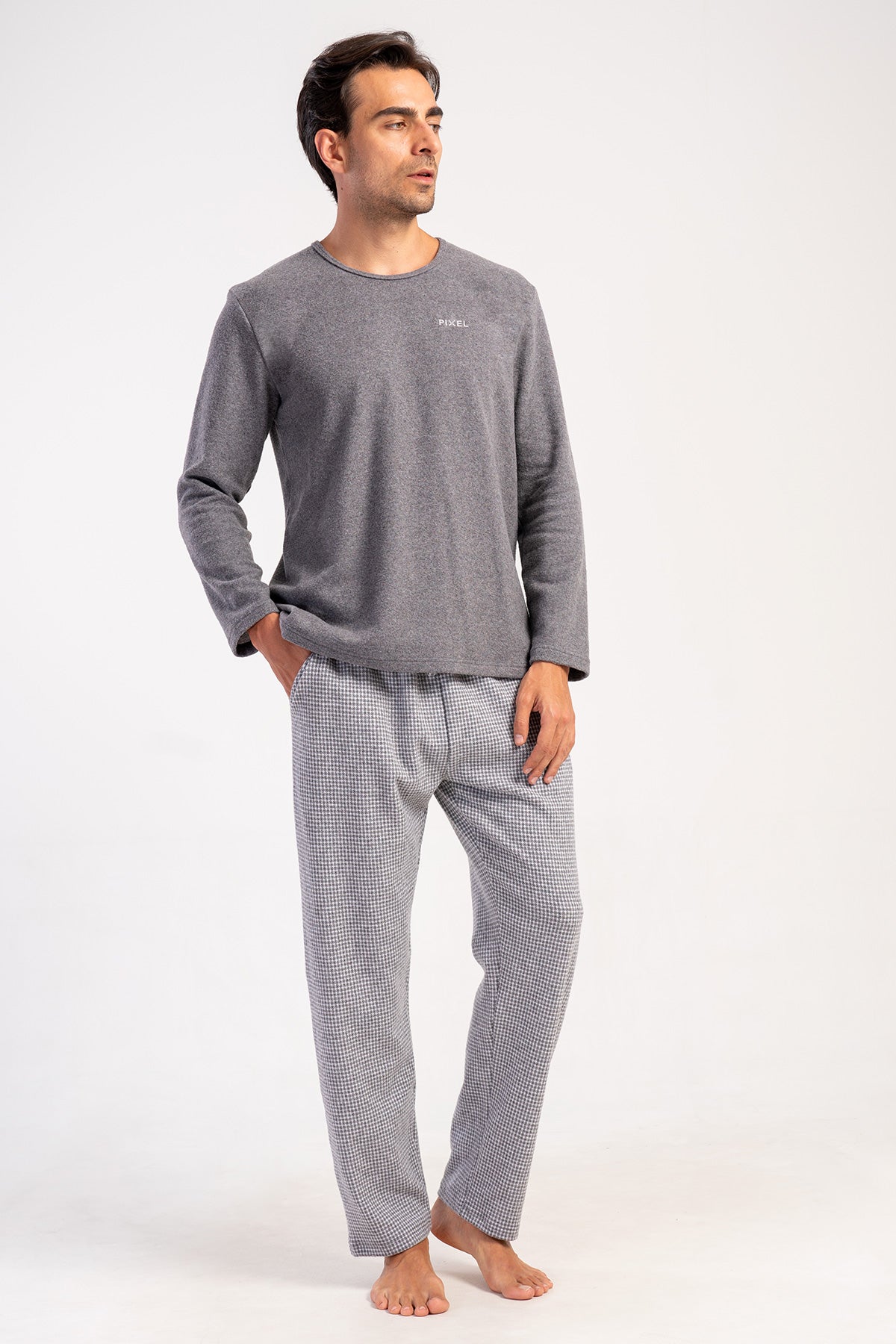CEPLI ERKEK JAKARLI INTERLOK O YAKA UZUN KOL PIJAMA TAKIM