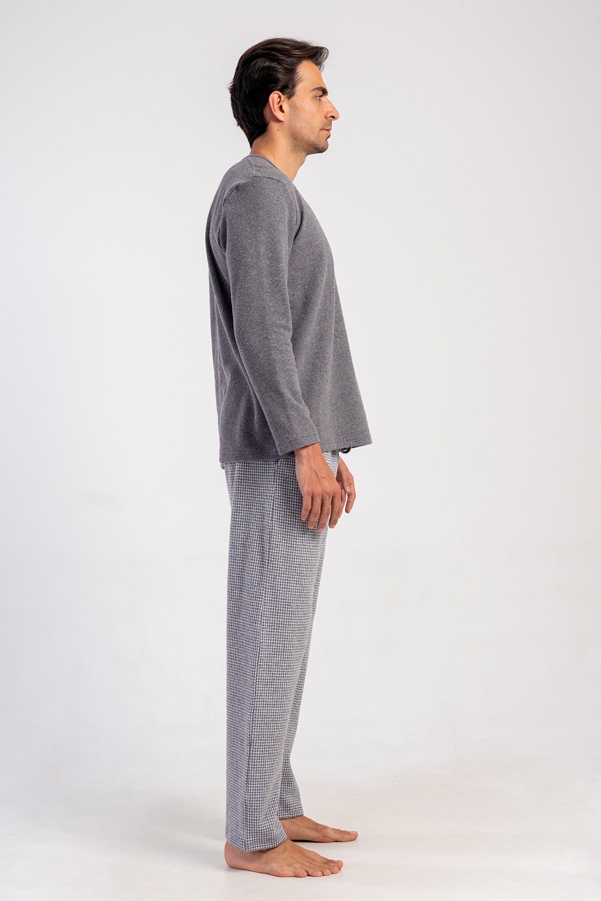 CEPLI ERKEK JAKARLI INTERLOK O YAKA UZUN KOL PIJAMA TAKIM