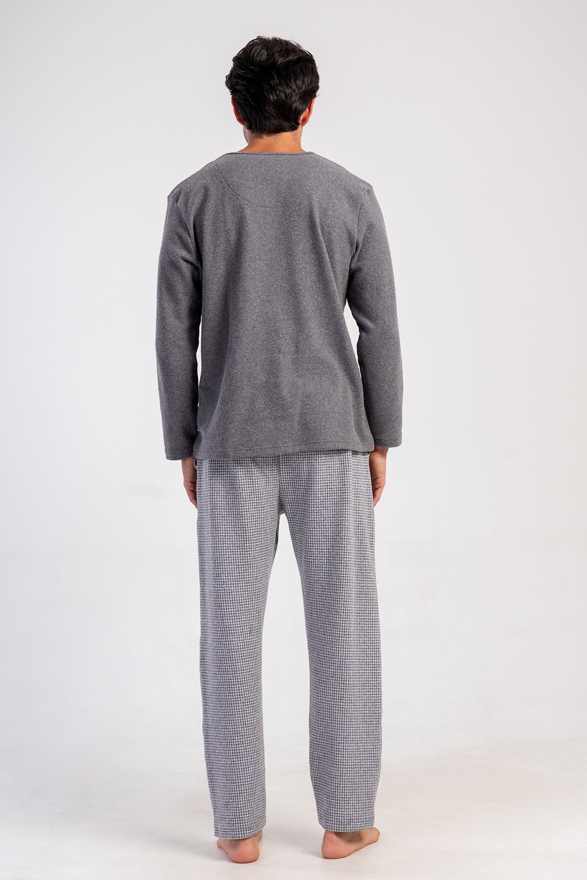 CEPLI ERKEK JAKARLI INTERLOK O YAKA UZUN KOL PIJAMA TAKIM