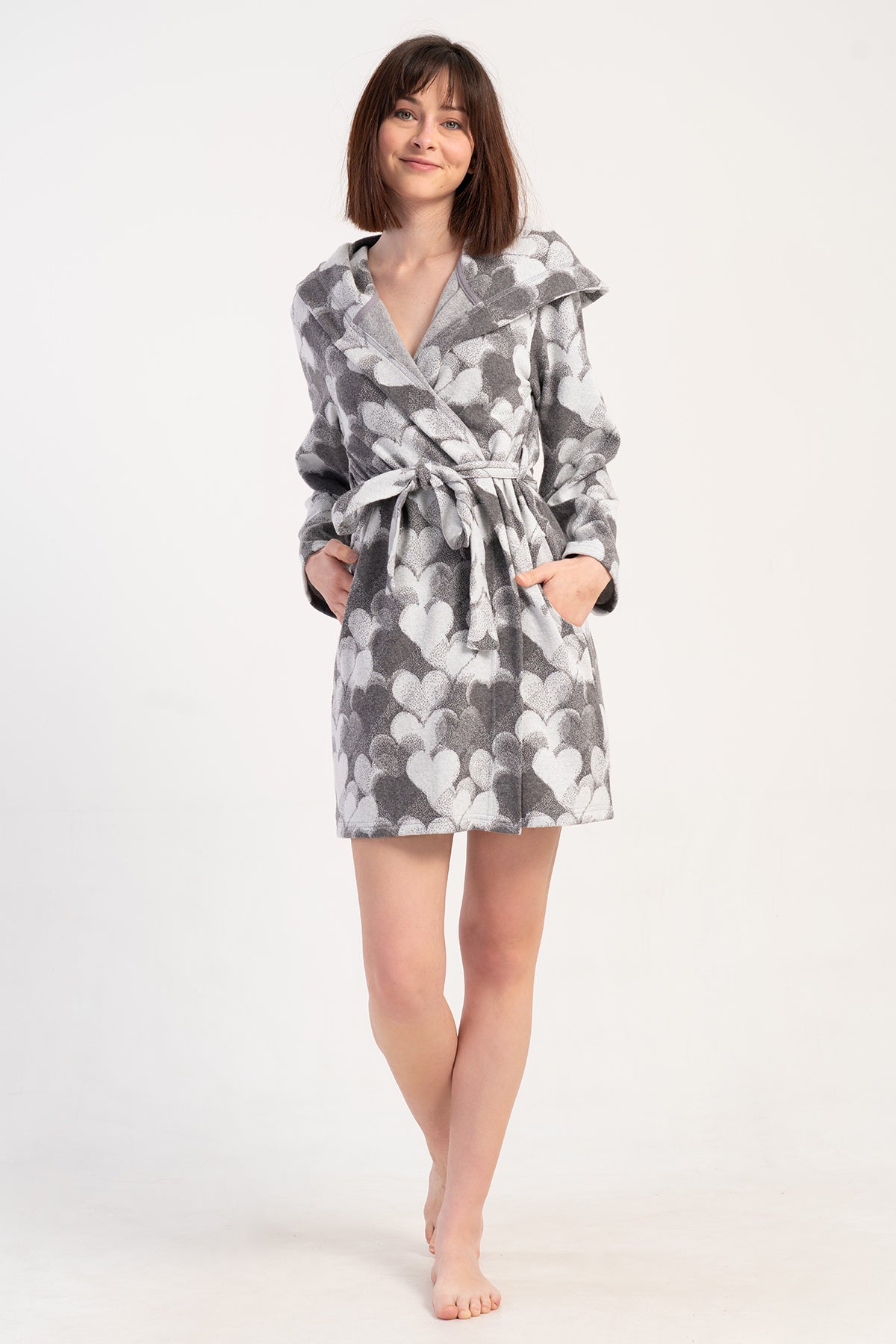 KADIN JAKARLI INTERLOK KAPSONLU UZUN KOL KISA CEPLI SABAHLIK