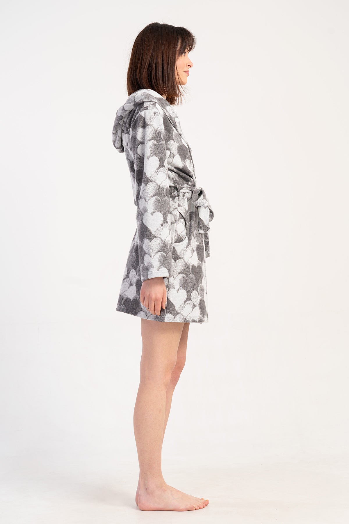 KADIN JAKARLI INTERLOK KAPSONLU UZUN KOL KISA CEPLI SABAHLIK