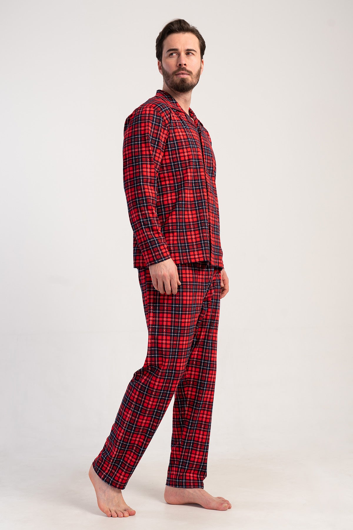 CEPLI ERKEK P.SUPREM GOMLEK YAKA TAMAMI DUGMELI UZUN KOL PIJAMA TAKIM