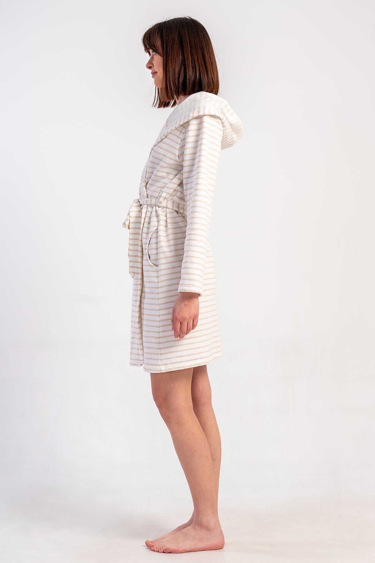 KADIN 2IPLIK KAPSONLU UZUN KOL KISA CEPLI SABAHLIK