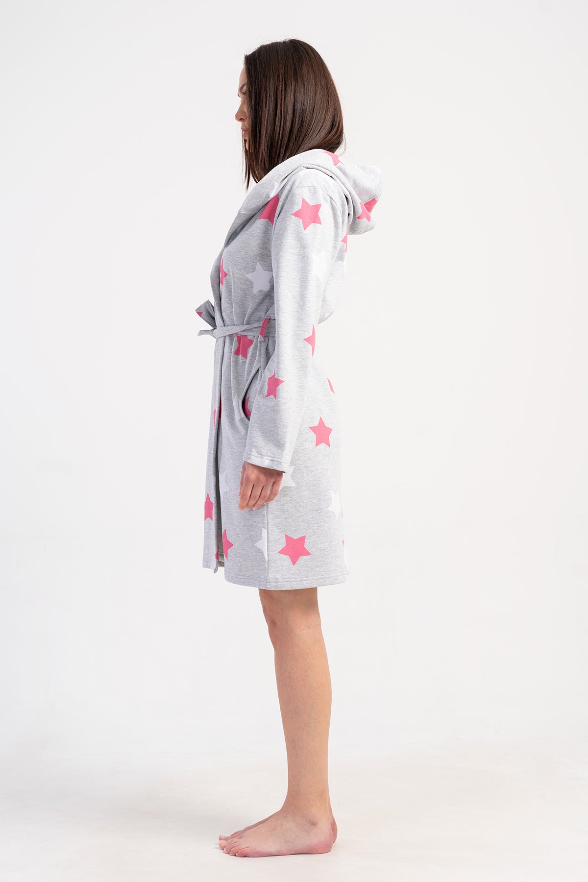 KADIN 2IPLIK KAPSONLU UZUN KOL KISA CEPLI SABAHLIK