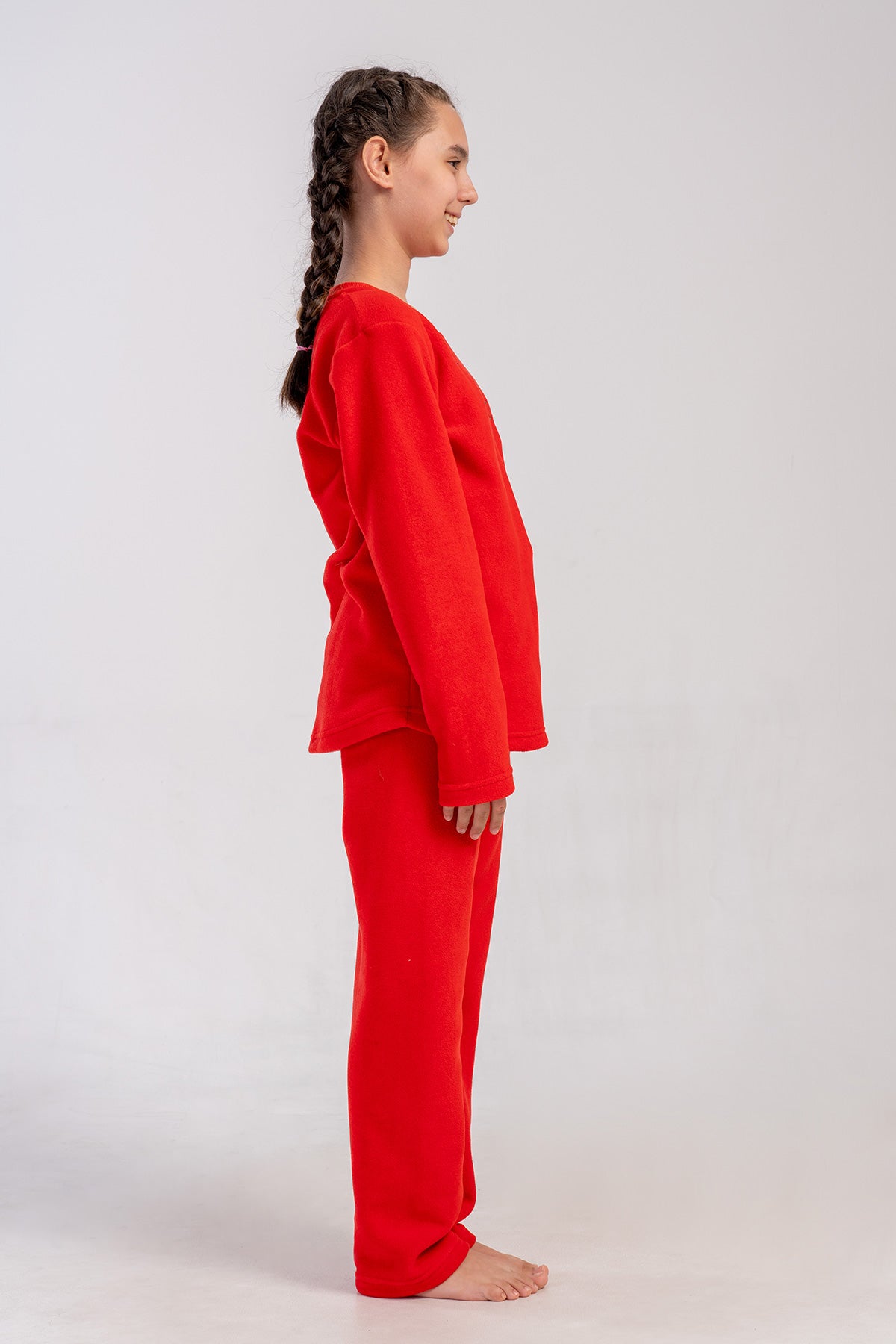 KIZ COCUK POLAR O YAKA UZUN KOL ETEGI OVAL PIJAMA TAKIM(7-8/13-14)