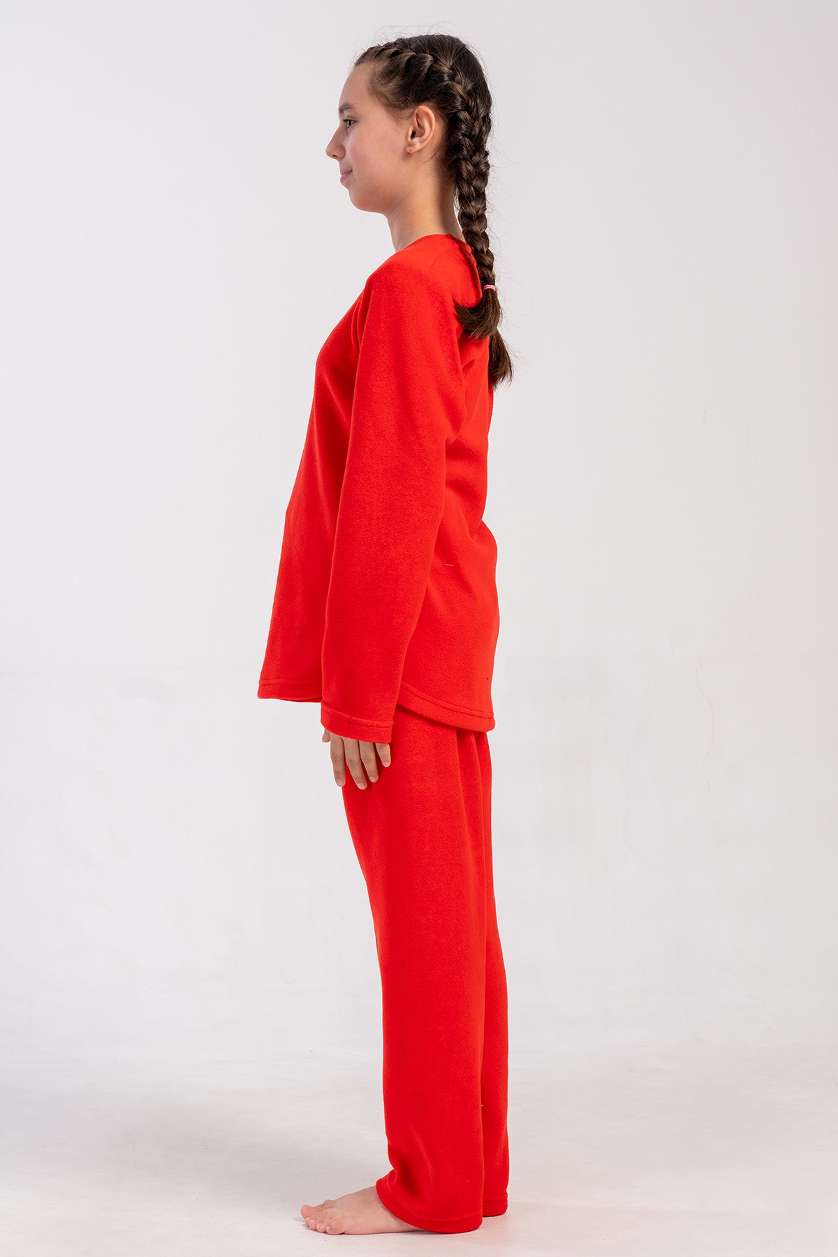 KIZ COCUK POLAR O YAKA UZUN KOL ETEGI OVAL PIJAMA TAKIM(7-8/13-14)