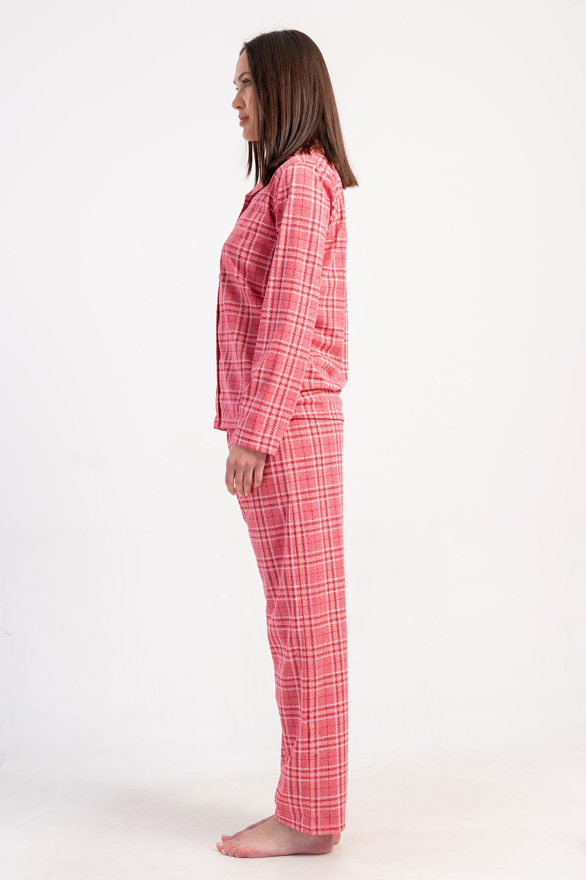 KADIN P.SUPREM GOMLEK YAKA TAMAMI DUGMELI UZUN KOL CEPLI PIJAMA TAKIM