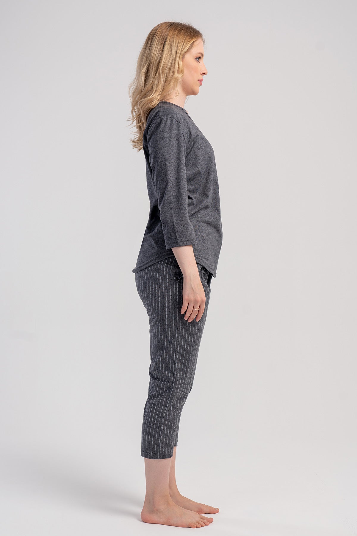 KADIN P.SUPREM O YAKA 3/4KOL CEPLI 7/8 BOY PIJAMA TAKIM