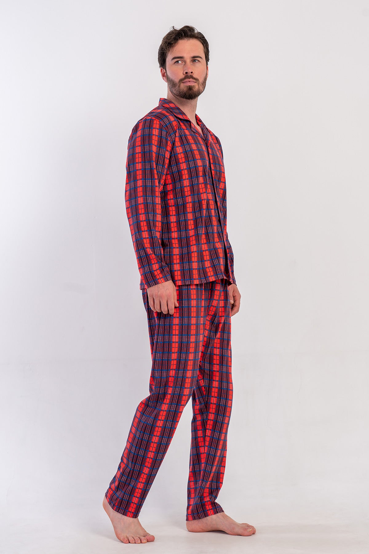 CEPLI ERKEK P.SUPREM GOMLEK YAKA TAMAMI DUGMELI UZUN KOL PIJAMA TAKIM