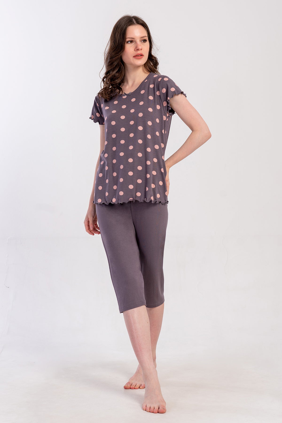 KADIN LYC VISCON XXL KAYIK YAKA FIYONKLU BIBILALI KISA KOL KAPRI TAKIM