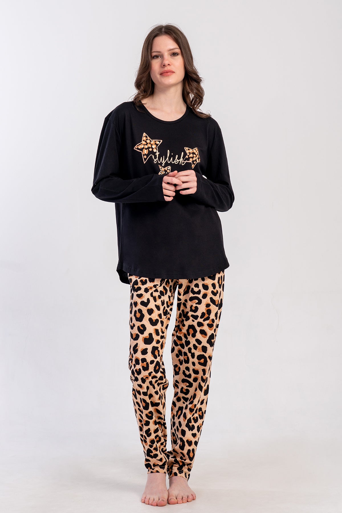 KADIN P.SUPREM XXL O YAKA UZUN KOL ETEGI OVAL PIJAMA TAKIM