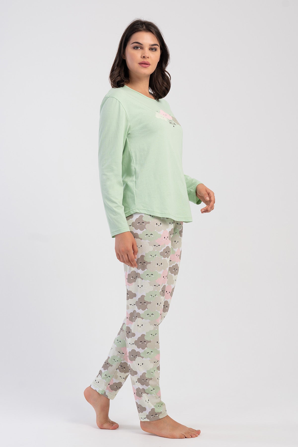 KADIN P.SUPREM XXL O YAKA UZUN KOL ETEGI OVAL PIJAMA TAKIM