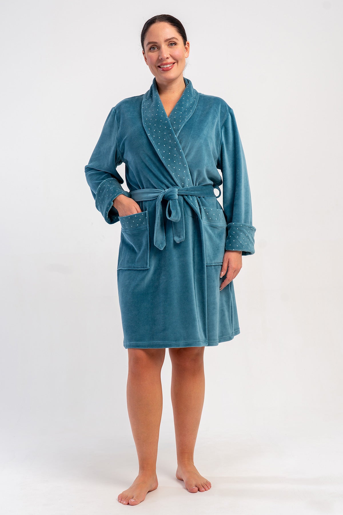 KADIN PAMUK KADIFE XXL UZUN KOL CEPLI SAL YAKA SABAHLIK