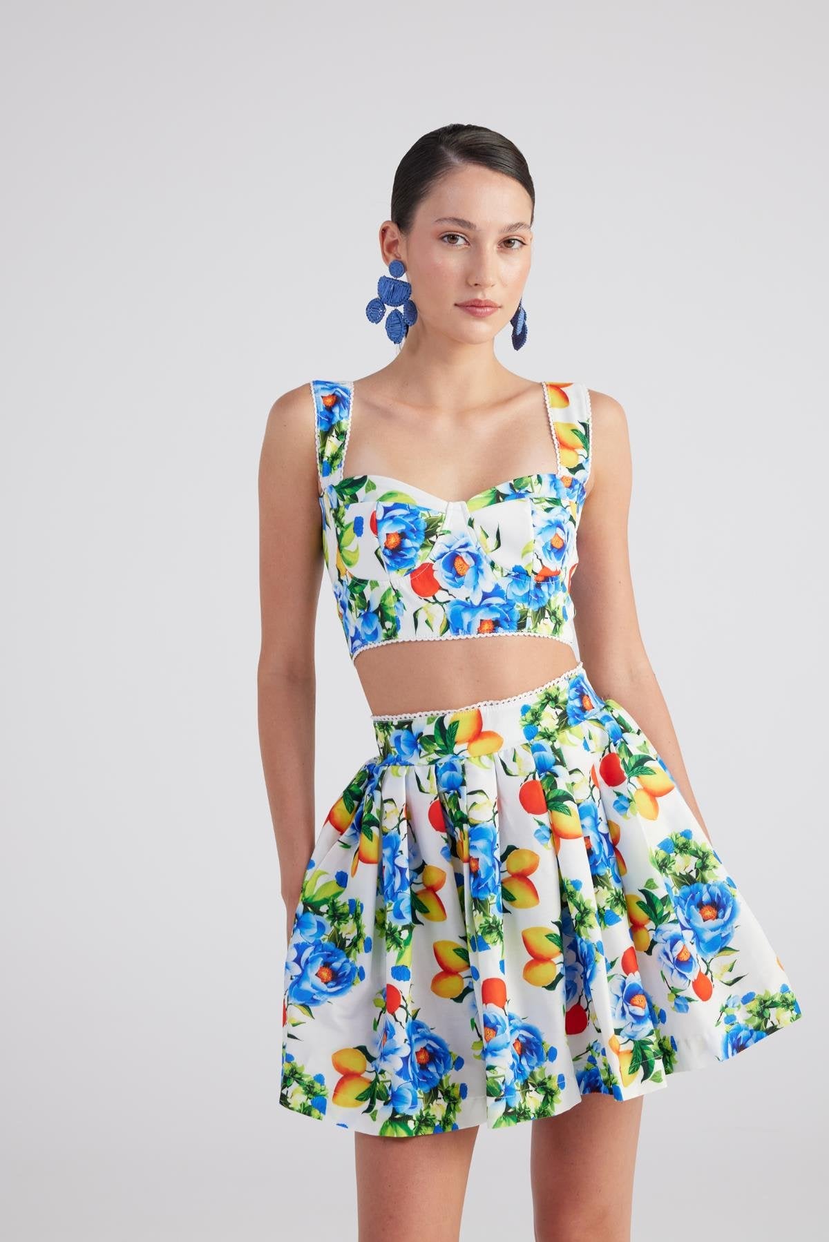 Gloplu Desenli Askılı Ravello Büstiyer Mavi Mavi L