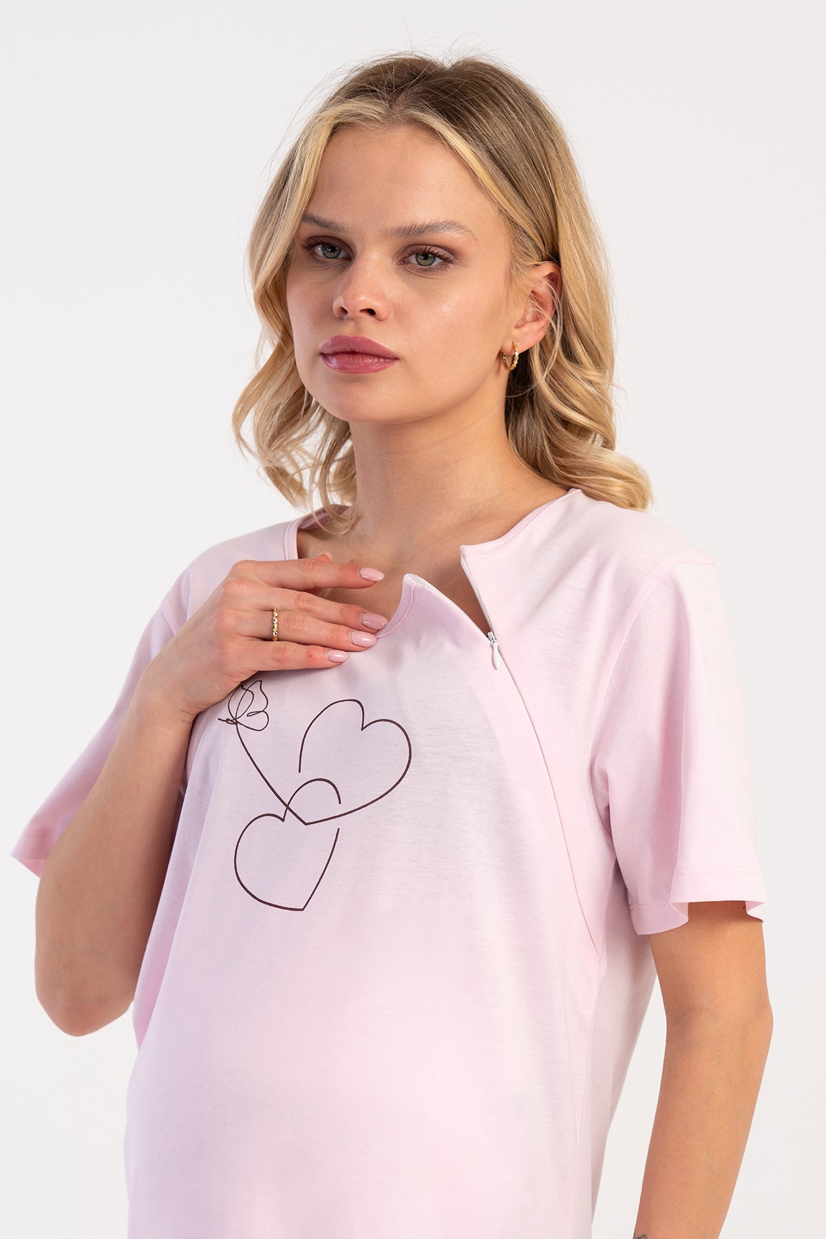 KADIN P.SUPREM FERMUARLI KISA KOL HAMILE TUNIK