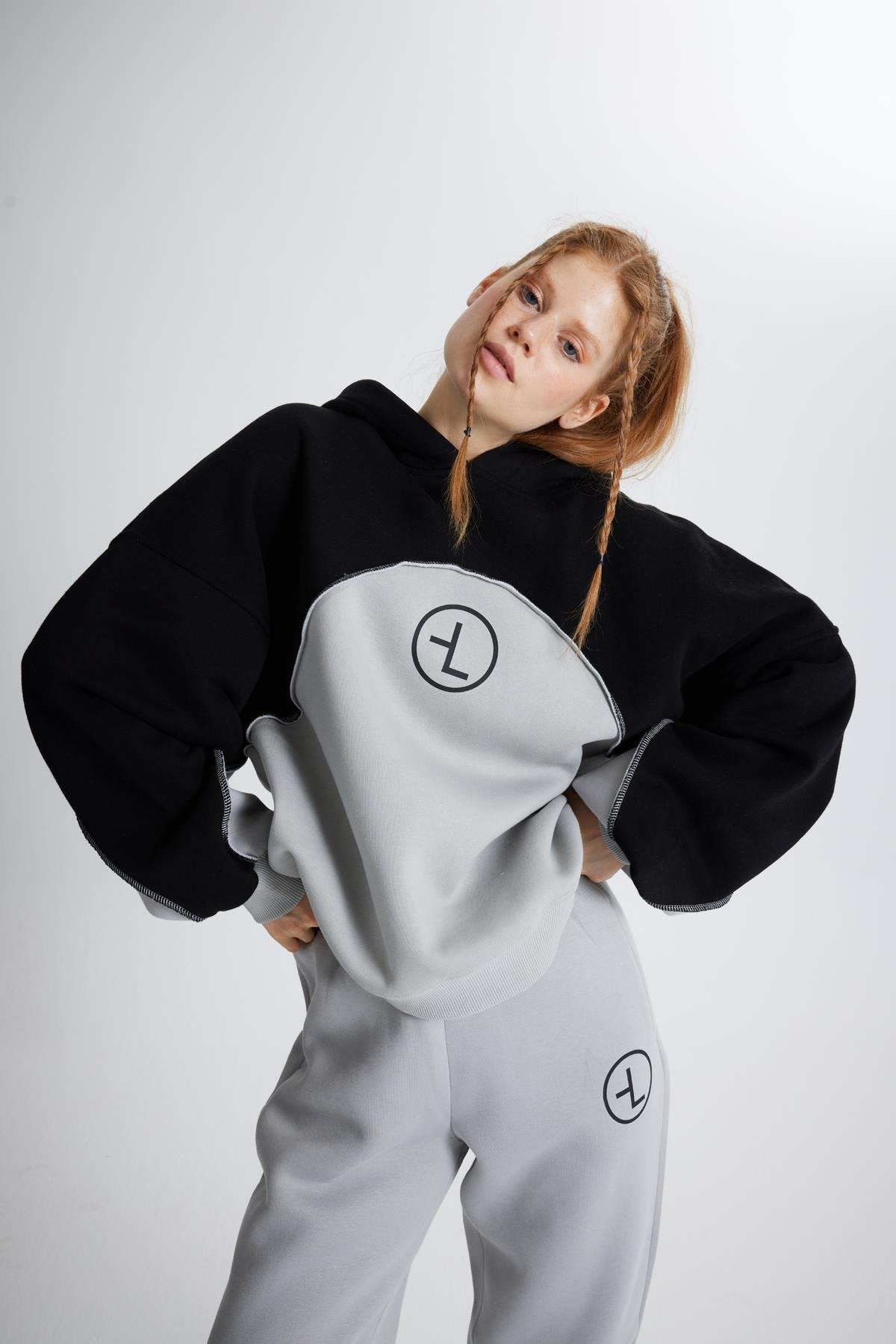 Şardonlu 3 İplik Kumaş Oversize Kapişonlu Revenge Sweatshirt Gri