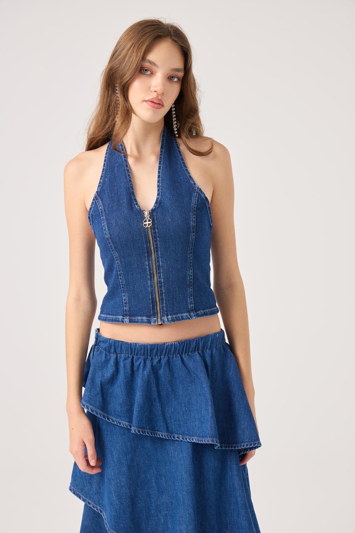 Kaela Jean Yelek Mavi Mavi L