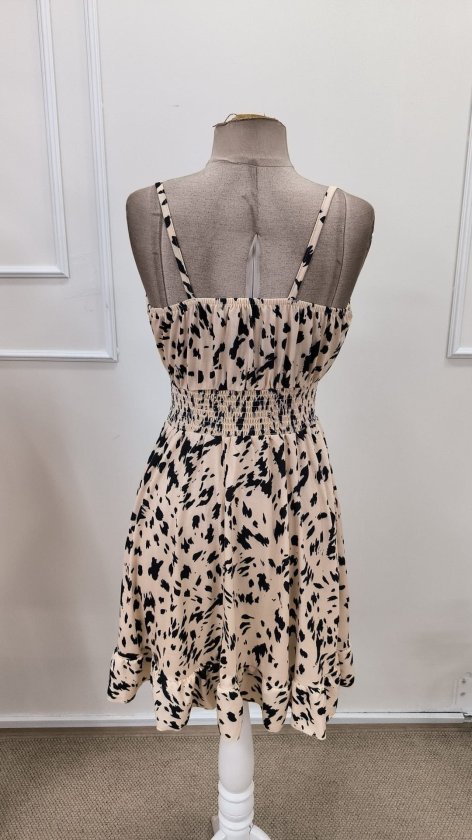 Women's Spaghetti Strap Gathered Neck Elastic Waist Short Supreme Dress