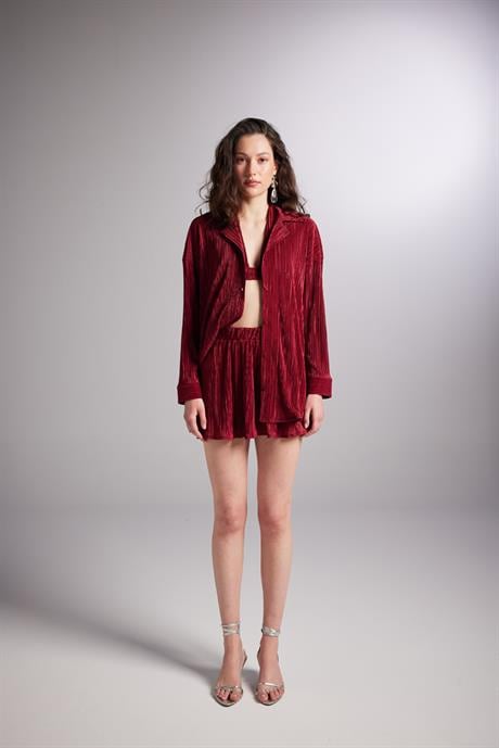 Comfy Oversize Gömlek Bordo