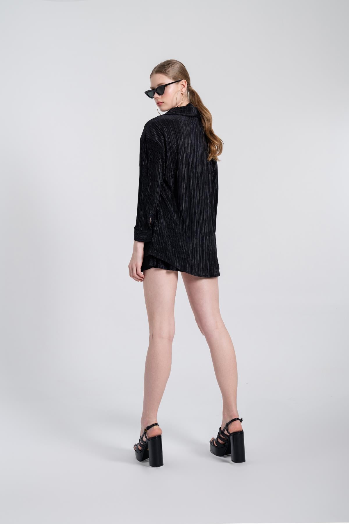 Oversize Düğme Kapamalı Comfy Oversize Gömlek Siyah