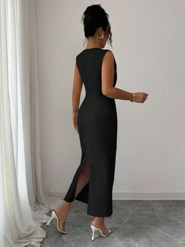 Women's Short Sleeve Mandarin Collar Floral Accessory Detailed Short Imported Crepe Dress