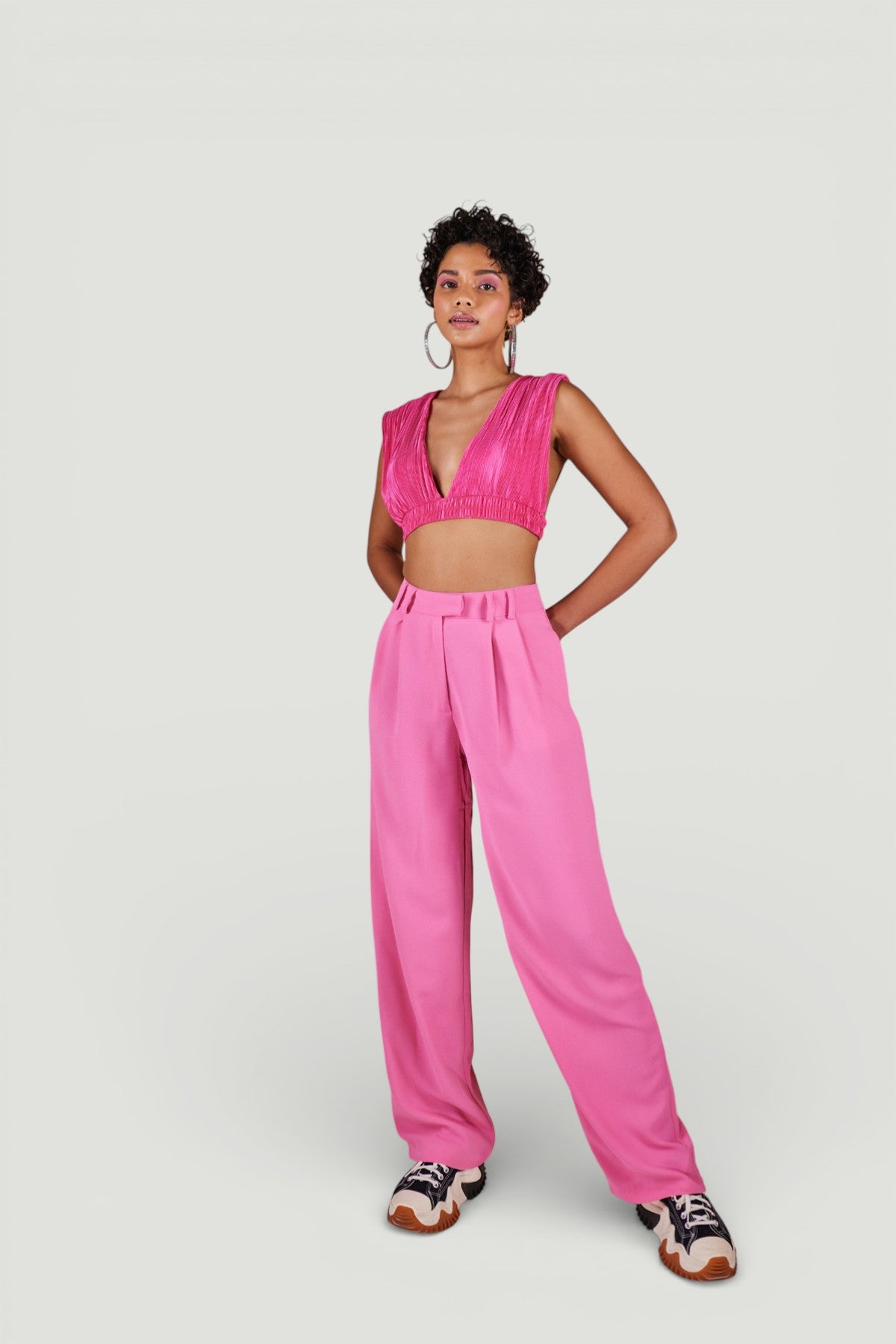 Palazzo Kesim Yüksek Bel Palasia Pantolon Pembe