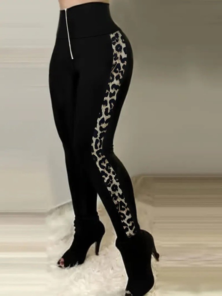 Women's High Waist Side Stripe Detail Neoprene Leggings