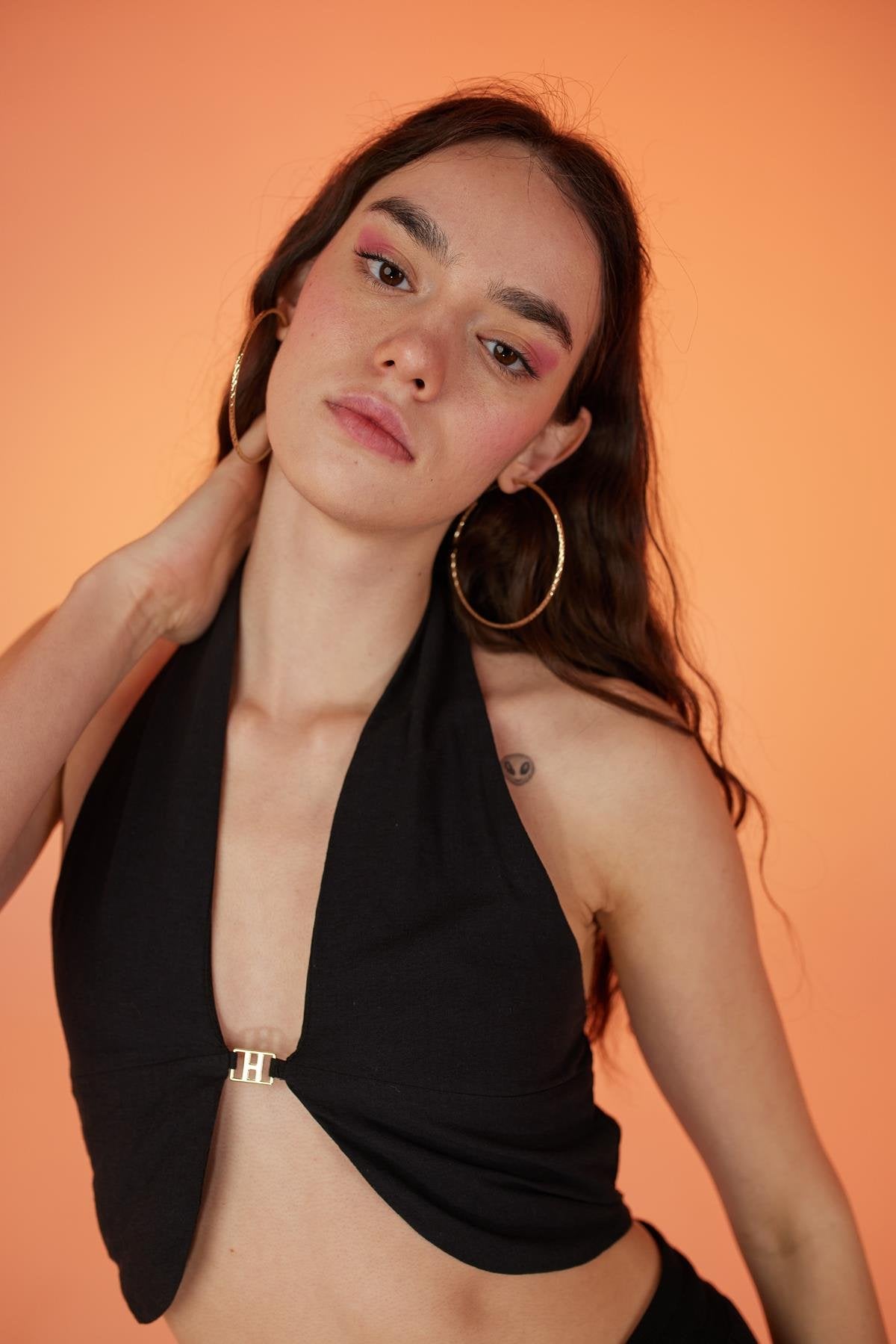 Rise Aksesuarlı Bluz Siyah