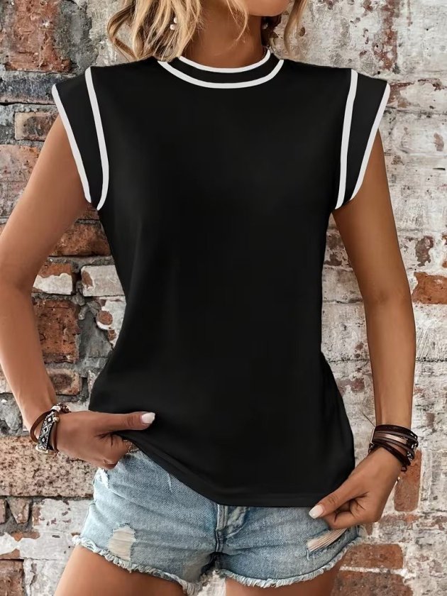 Women's Short Sleeve Round Neck Viscose Blouse