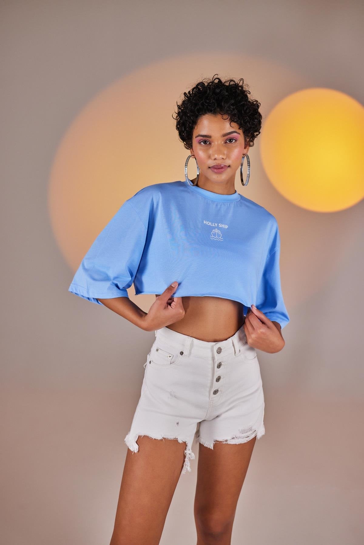 Holly Crop Tshirt Mavi Mavi STD