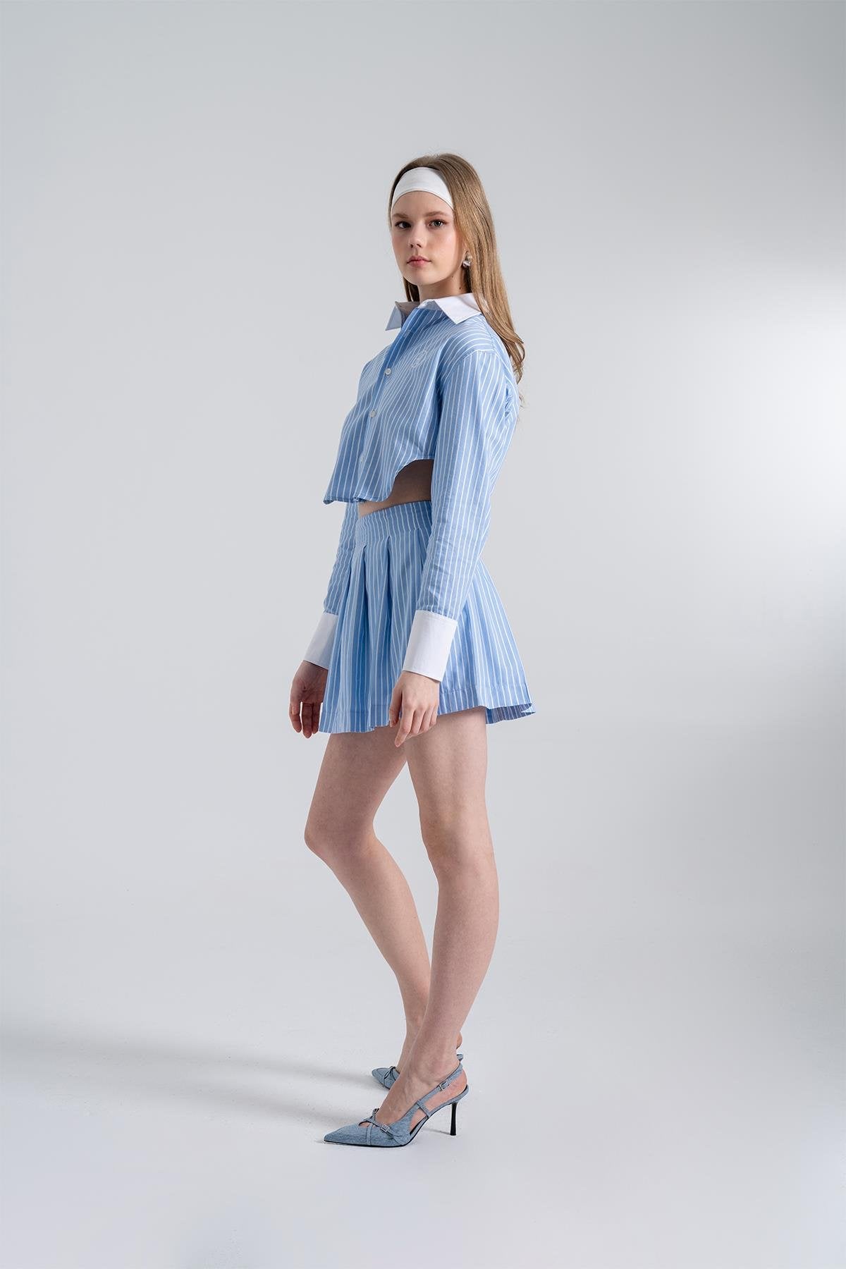 Harmony Crop Gömlek Mavi