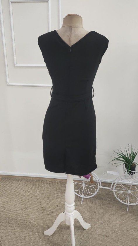 Women's Short Sleeve Belted Ruched Short Imported Crepe Dress