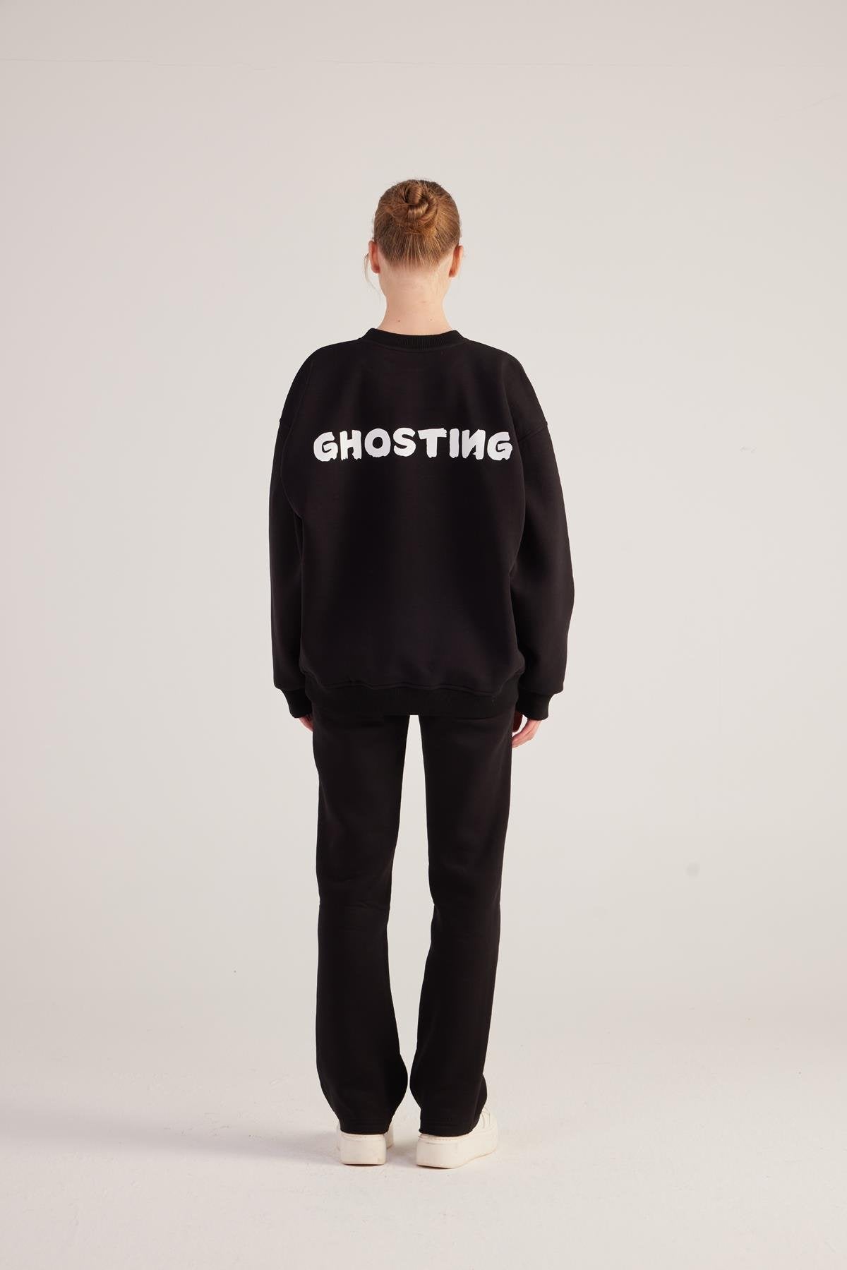Oversize Kesin Unisex Ghosting Sweatshirt Siyah