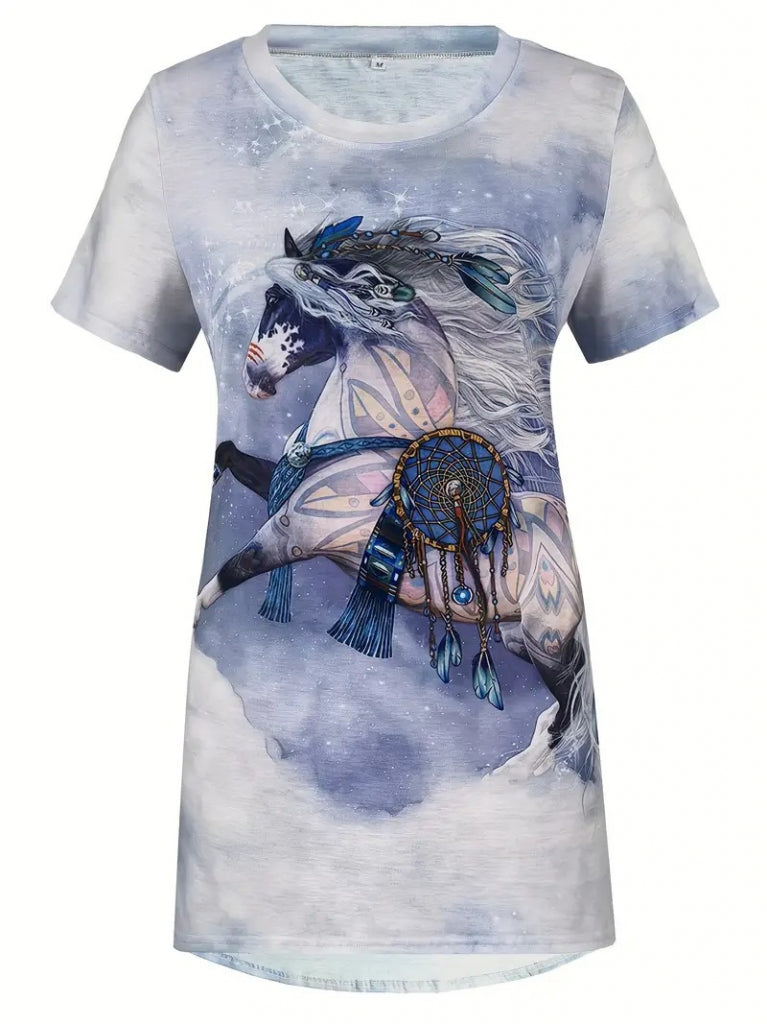 Women's Short Sleeve Crew Neck Loose Supreme Blouse