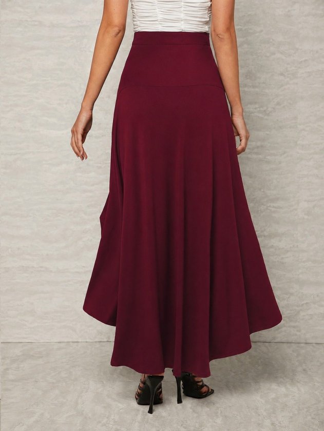Women's High Waist Front Asymmetric Detail Sandy Skirt