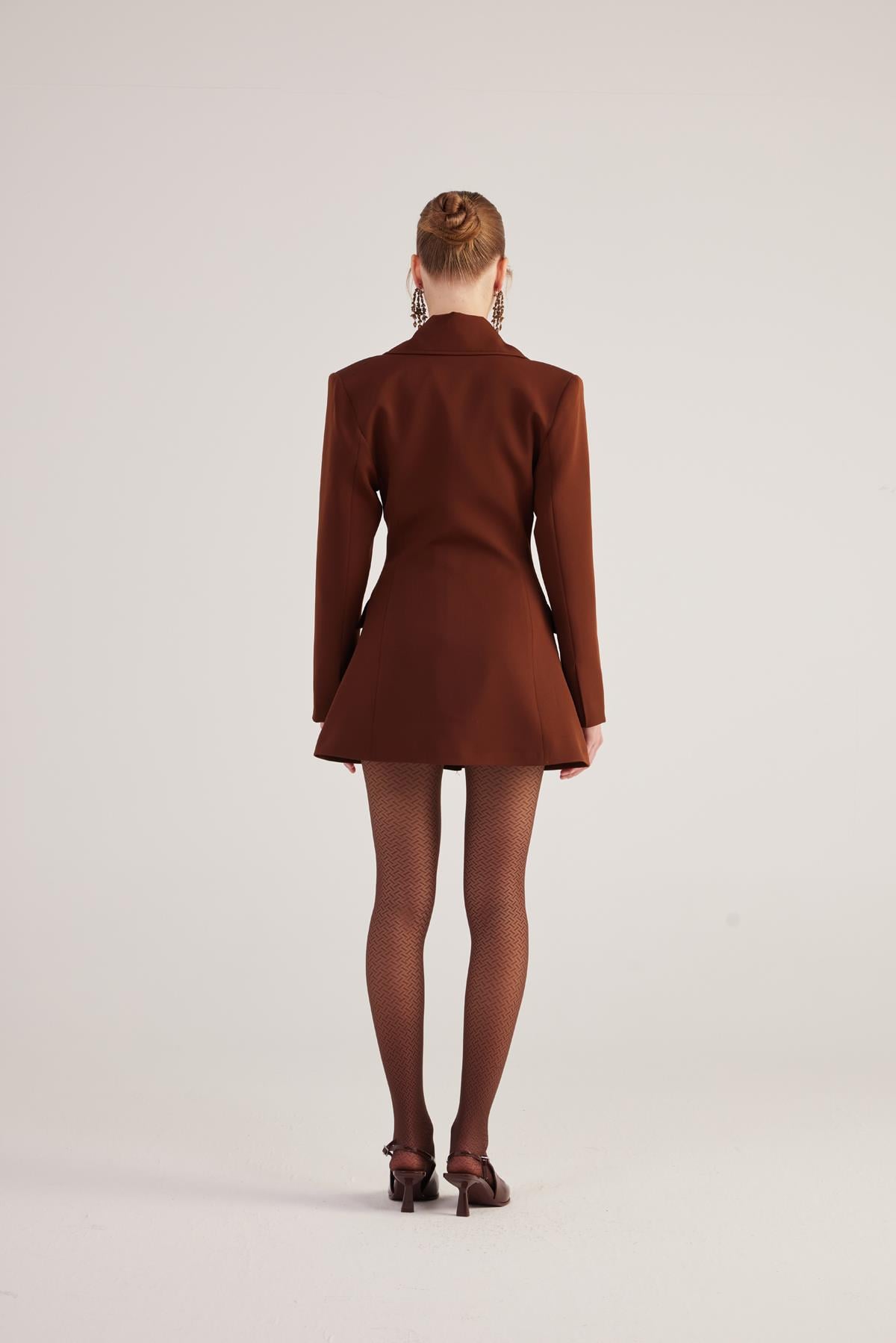 Belden Oturmalı Fit Kesim Deja Blazer Ceket Kahve